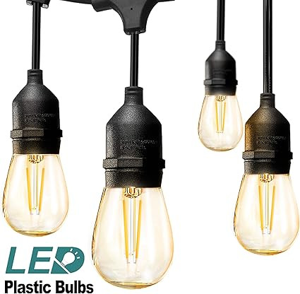 addlon LED Outdoor String Lights 48FT with 2W Dimmable Edison Vintage Plastic Bulbs and Commercia... | Amazon (US)