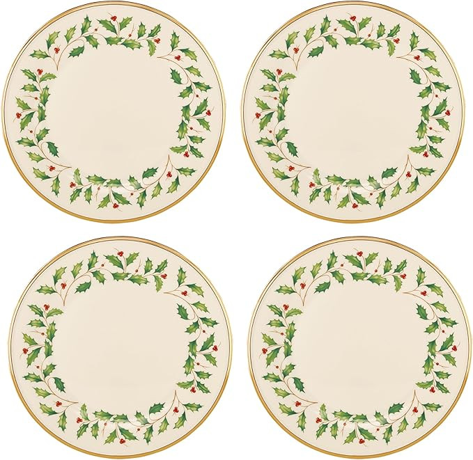 Lenox 897080 Holiday Dinnerware Dinner Plates, Set of 4, Red & Green, Christmas, Hosting | Amazon (US)