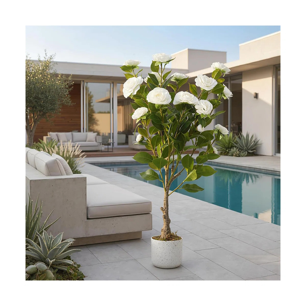 2.8 ft/ 3 ft/ 3.6 ft Artificial Camellia Tree with Flowers, Realistic Faux Camellia Plant in Pot ... | Wayfair North America