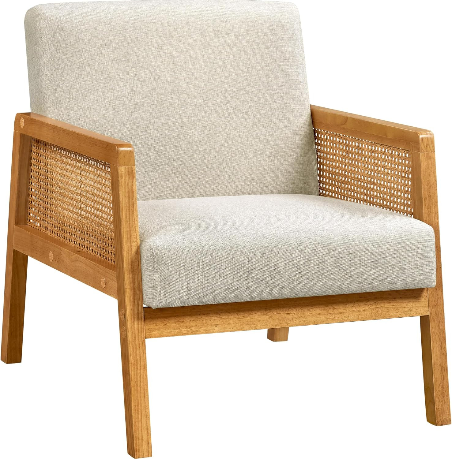 Yaheetech Rattan Accent Chair, Boho Vintage Armchair, Beige | Amazon (US)