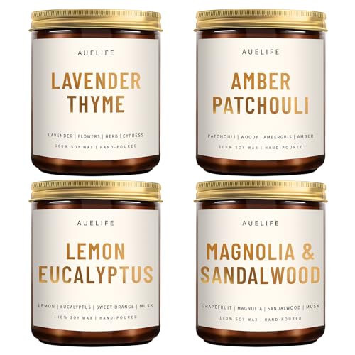4 Pack Scented Candles Set | Scented Candles for Home, Candle Gifts for Women Men, Soy Candle for Home, Aromatherapy Gift of Amber Patchouli/Lemon Eucalyptus/Lavender/Sandalwood | Amazon (US)