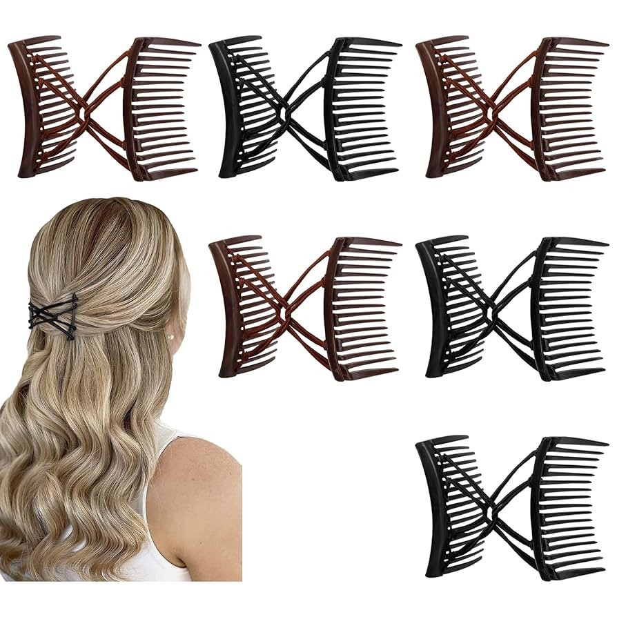 Stretchy Magic Hair Comb Clips for Women 6Pcs Accessories Elastic Double Hair Comb for Thick Hair... | Amazon (US)