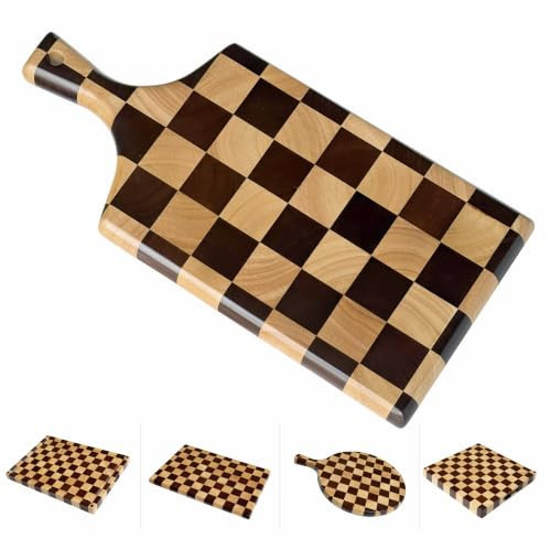 Checkered Wooden Cutting Board with Handle | Amazon (US)