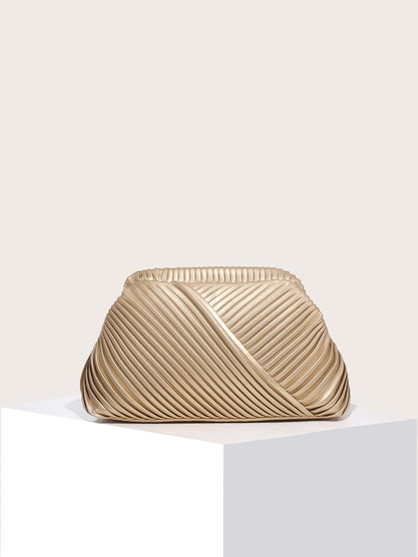 Metallic Minimalist Ruched Bag | SHEIN