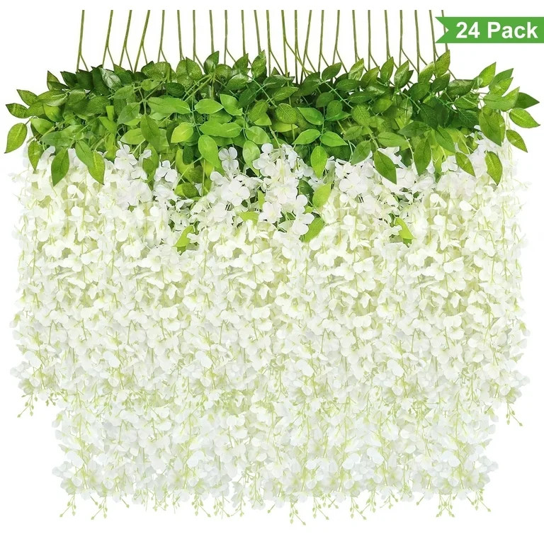 Scidweet 24 Pack Artificial Wisteria Flowers, Fake Hanging Flowers for Outdoor Indoor Home Weddin... | Walmart (US)
