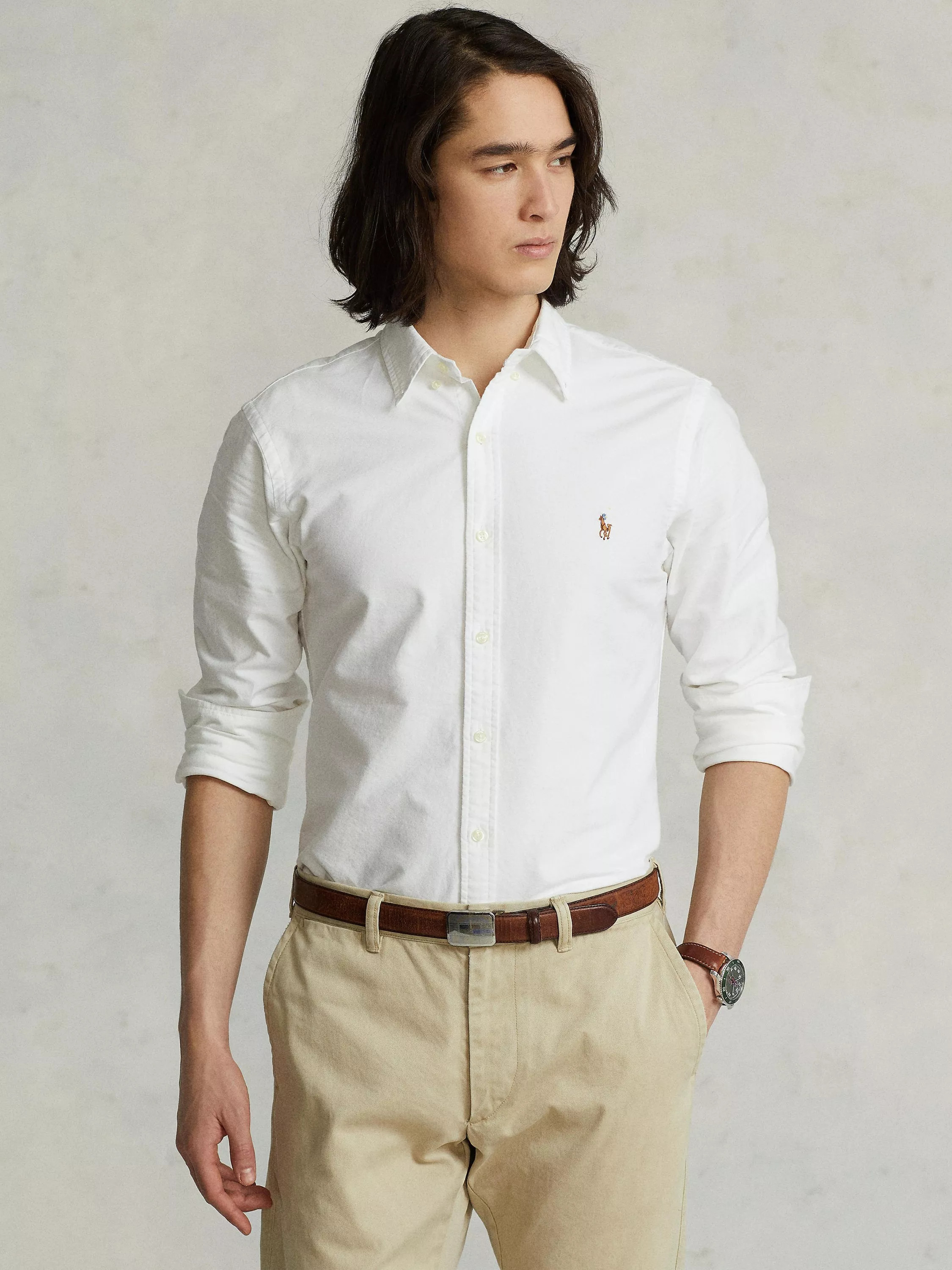 Polo Ralph Lauren Slim Fit Oxford Shirt, White | John Lewis (UK)