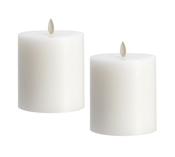 Premium Flickering Flameless Wax Pillar Candle | Pottery Barn (US)