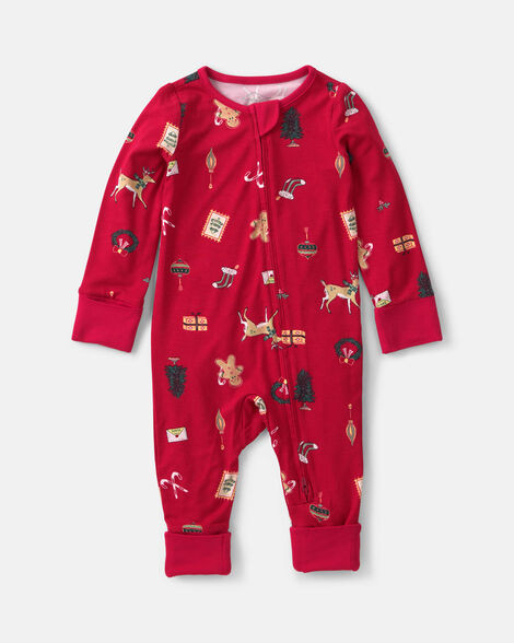 Baby Christmas PurelySoft\u2122 2-Way Zip Sleep & Play Pajamas - Red | Carter's | Carter's Inc