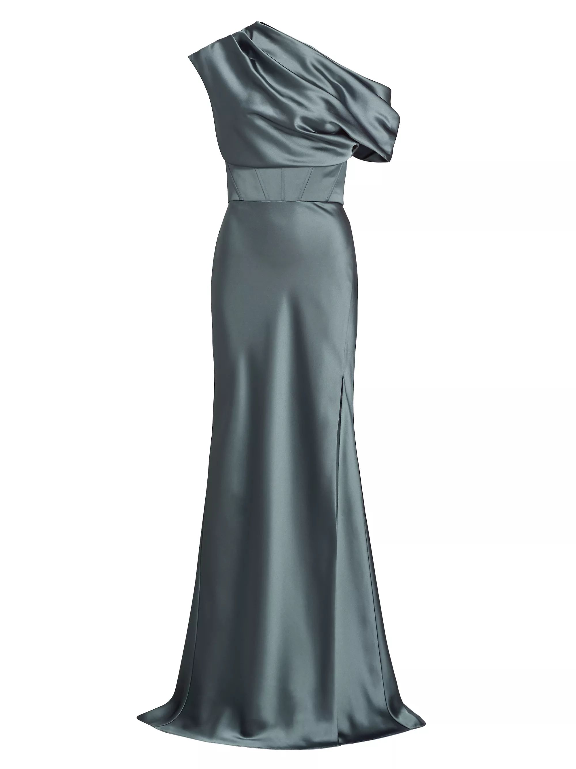 AmsaleSatin One-Shoulder Gown | Saks Fifth Avenue