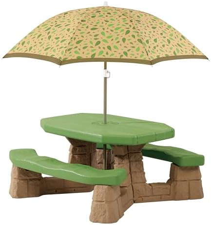 Step2 Naturally Playful Kids Picnic Table with Removeable Umbrella, Indoor/Outdoor Toys, Fits 6 C... | Amazon (US)