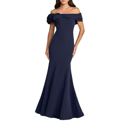 Mac Duggal Off The Shoulder Crepe Mermaid Gown in Sage at Nordstrom, Size 12 | Nordstrom