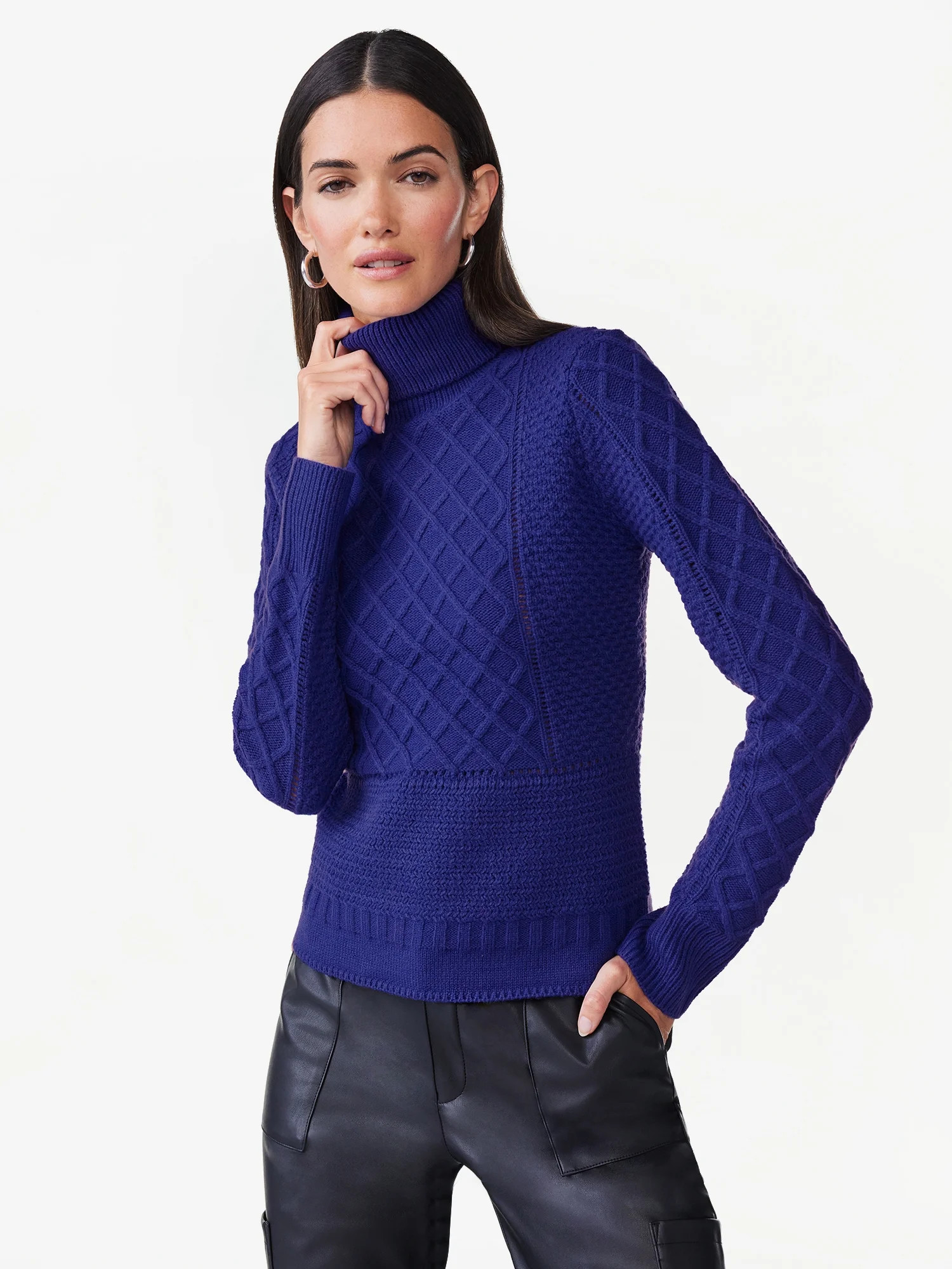 Scoop Women's Cable Knit Pullover Sweater with Long Sleeves, Sizes XS-XXL | Walmart (US)