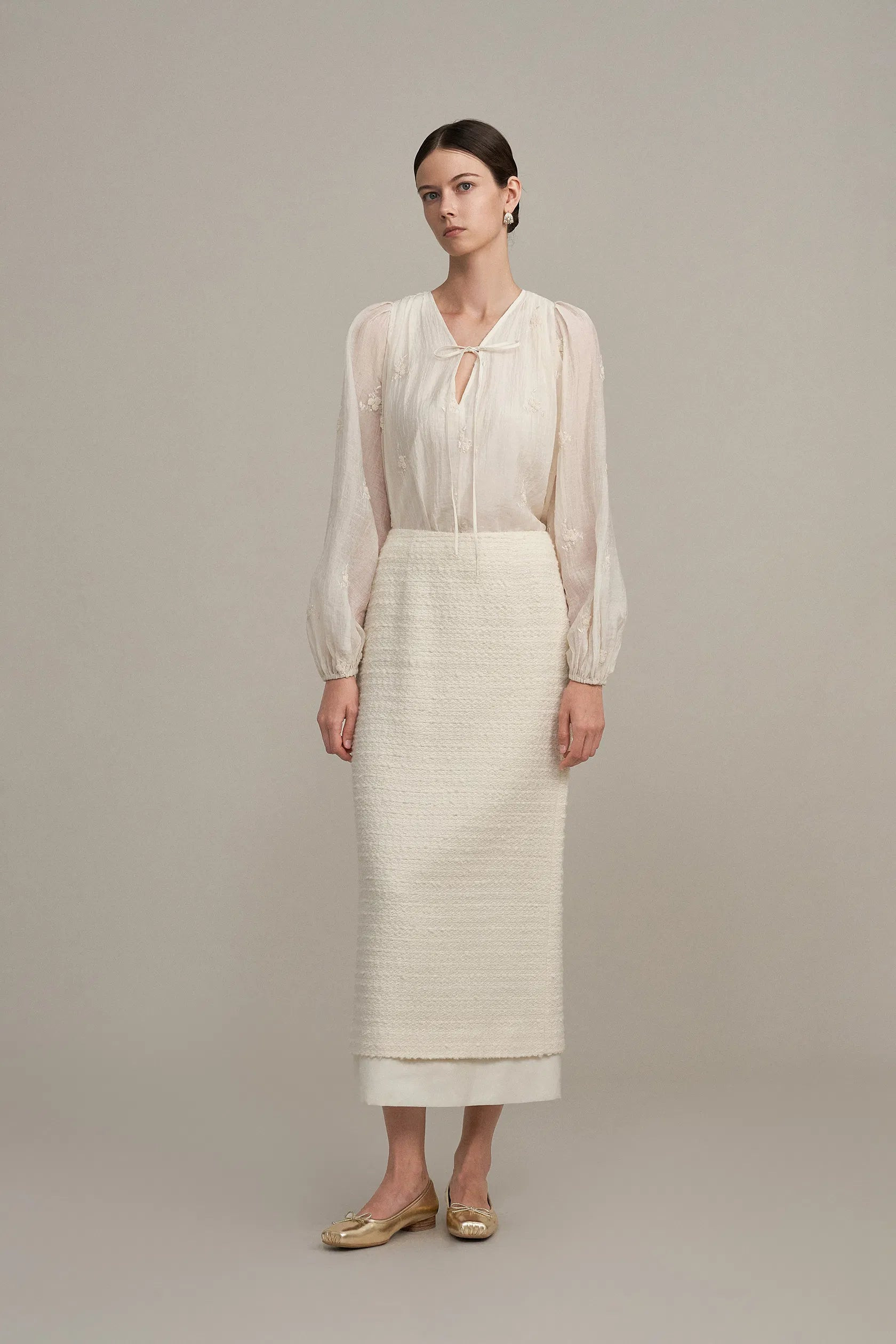 Nix Patchwork Skirt in Cotton-Wool Blend Tweed | Fabrique