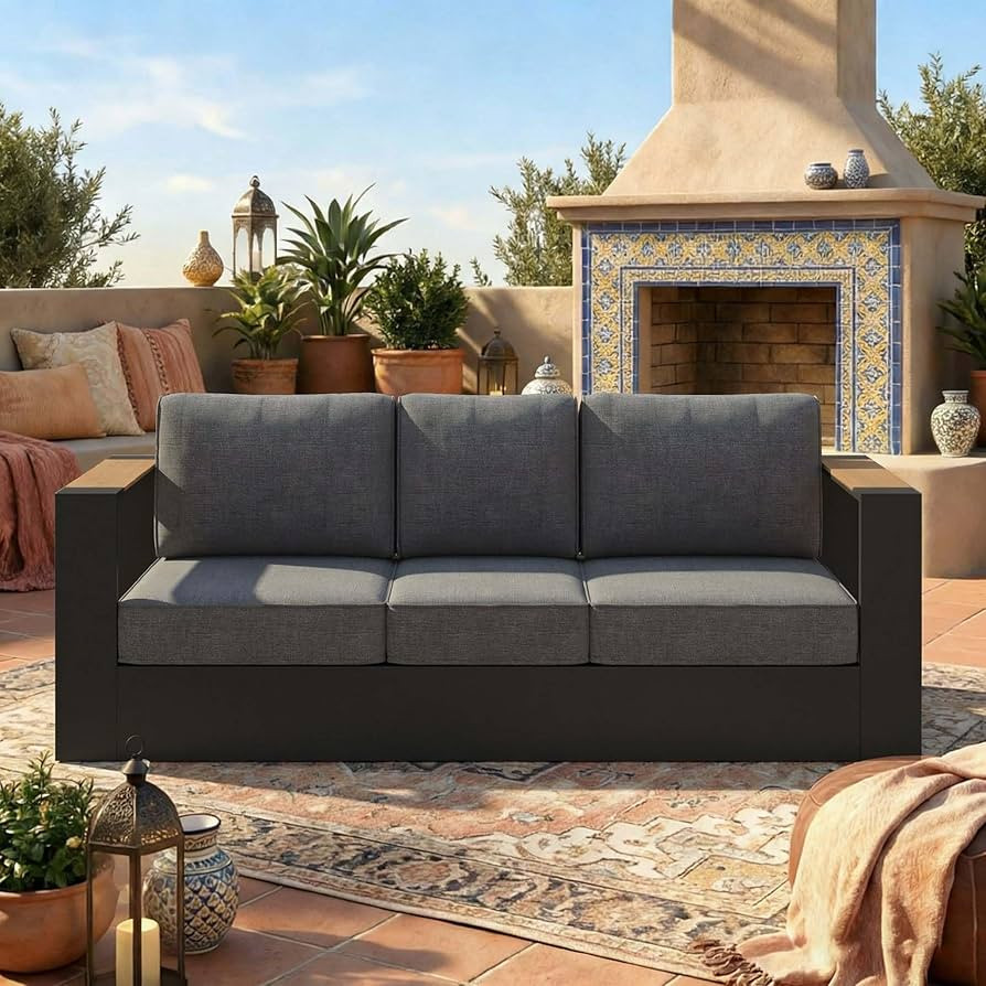 LayinSun 1 Pieces Aluminum Patio Furniture Set, Oversized Outdoor Conversation Set 3 Seats with 6... | Amazon (US)