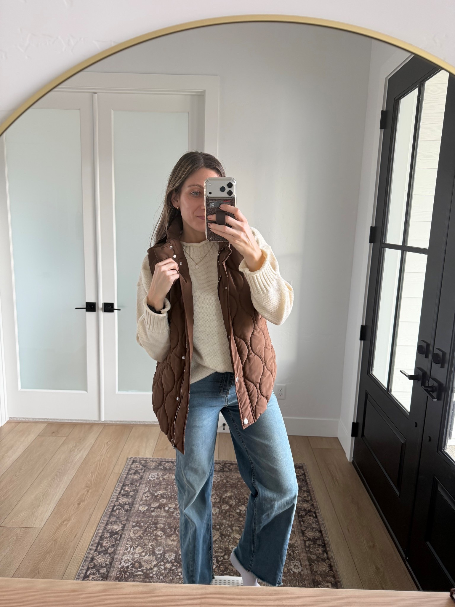 Mom cold weather outfit of the day. Still comfy but cute. The jeans are so cute and stretchy making them ultra comfy. 🙏🏻
Sweater medium 
Jeans size 6 


#LTKootd #LTKgrwm #LTKWorkwear