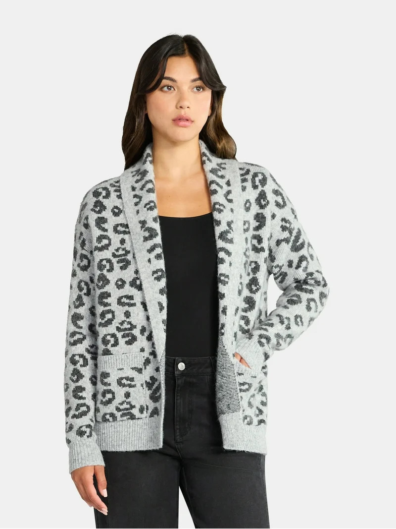 Time and Tru Women's Fuzzy Cardigan Sweater, Lightweight, Sizes XS-XXXL - Walmart.com | Walmart (US)