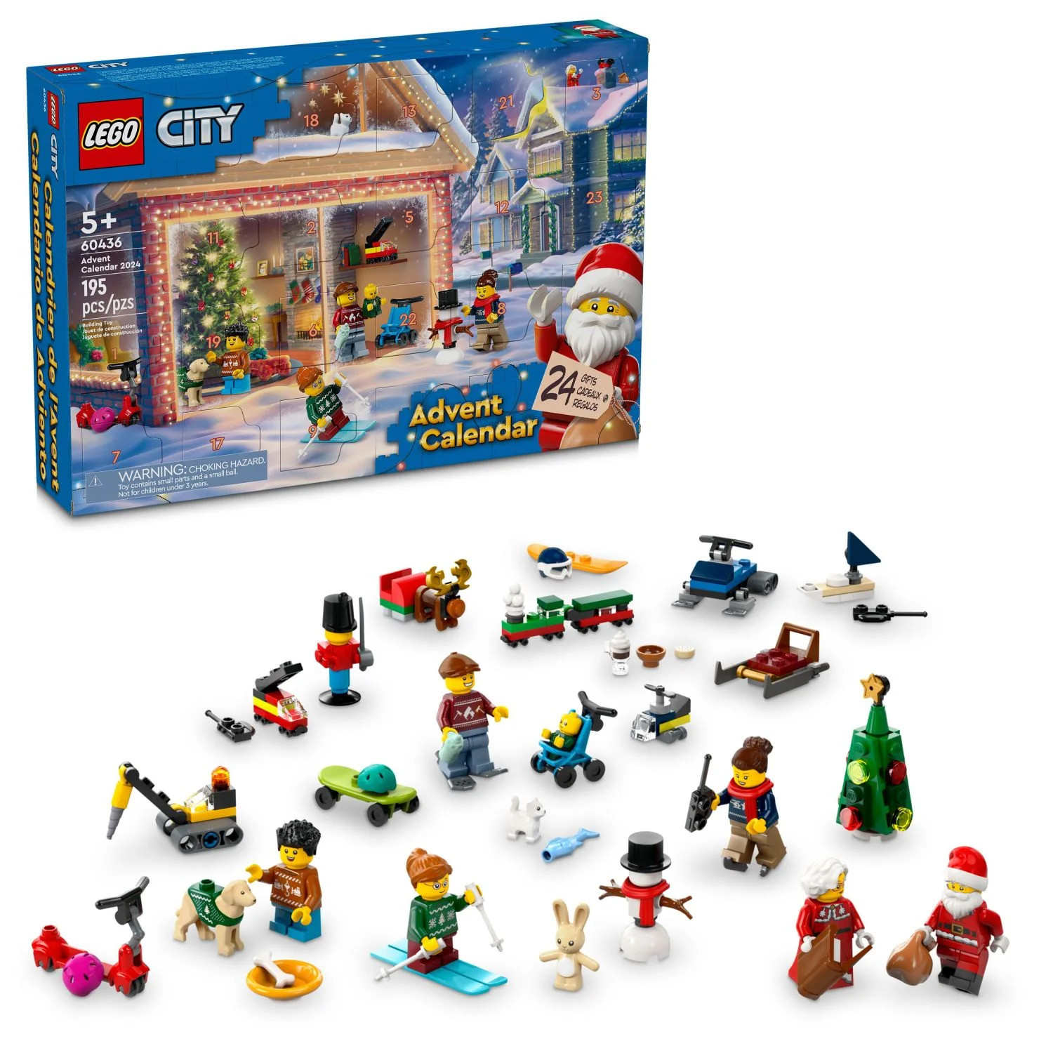 LEGO City 2024 Advent Calendar, Countdown Holiday Gift for Ages 5 and Up, Miniature Christmas Fig... | Walmart (US)