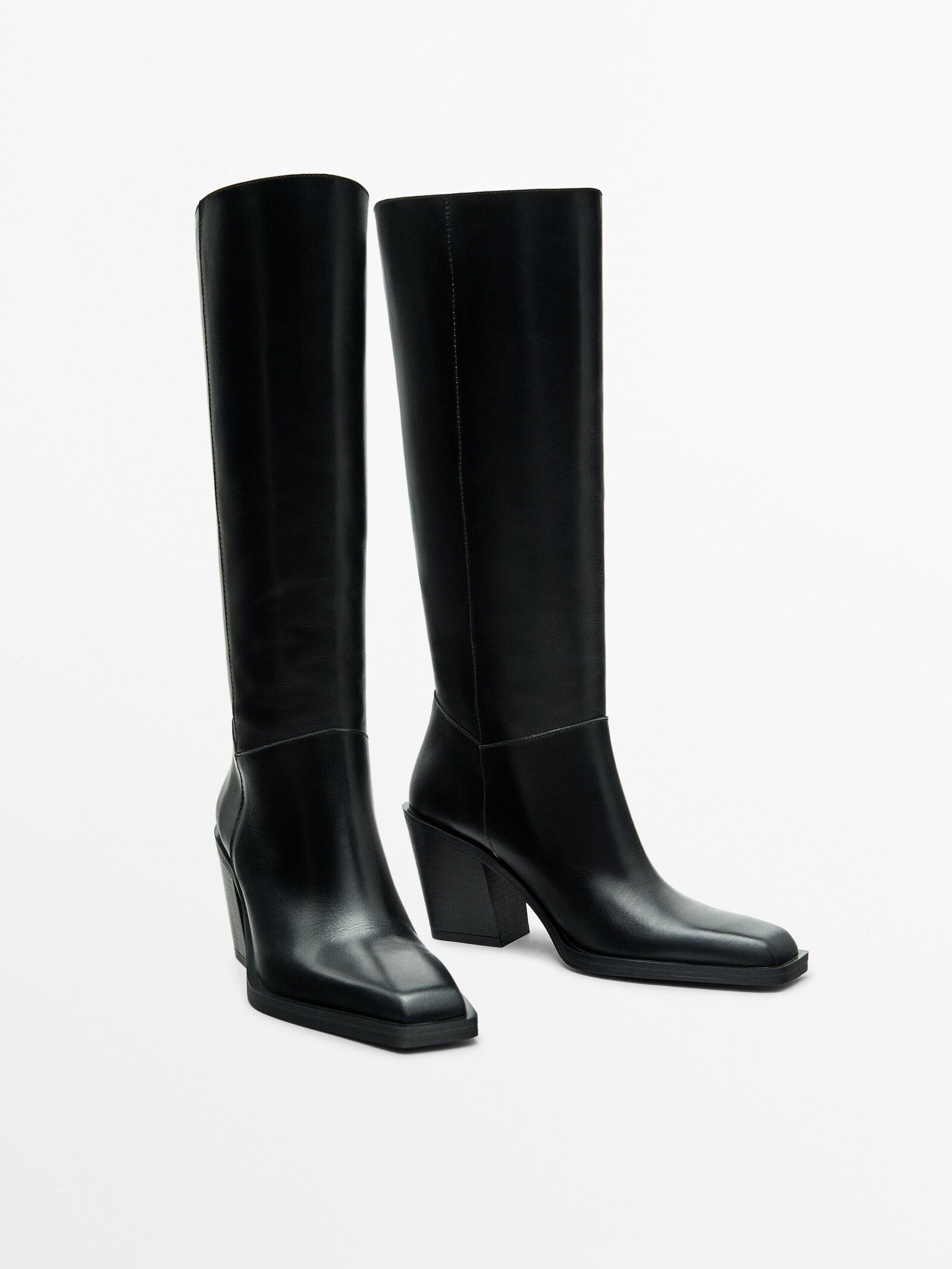 Leather high-heel boots | Massimo Dutti UK
