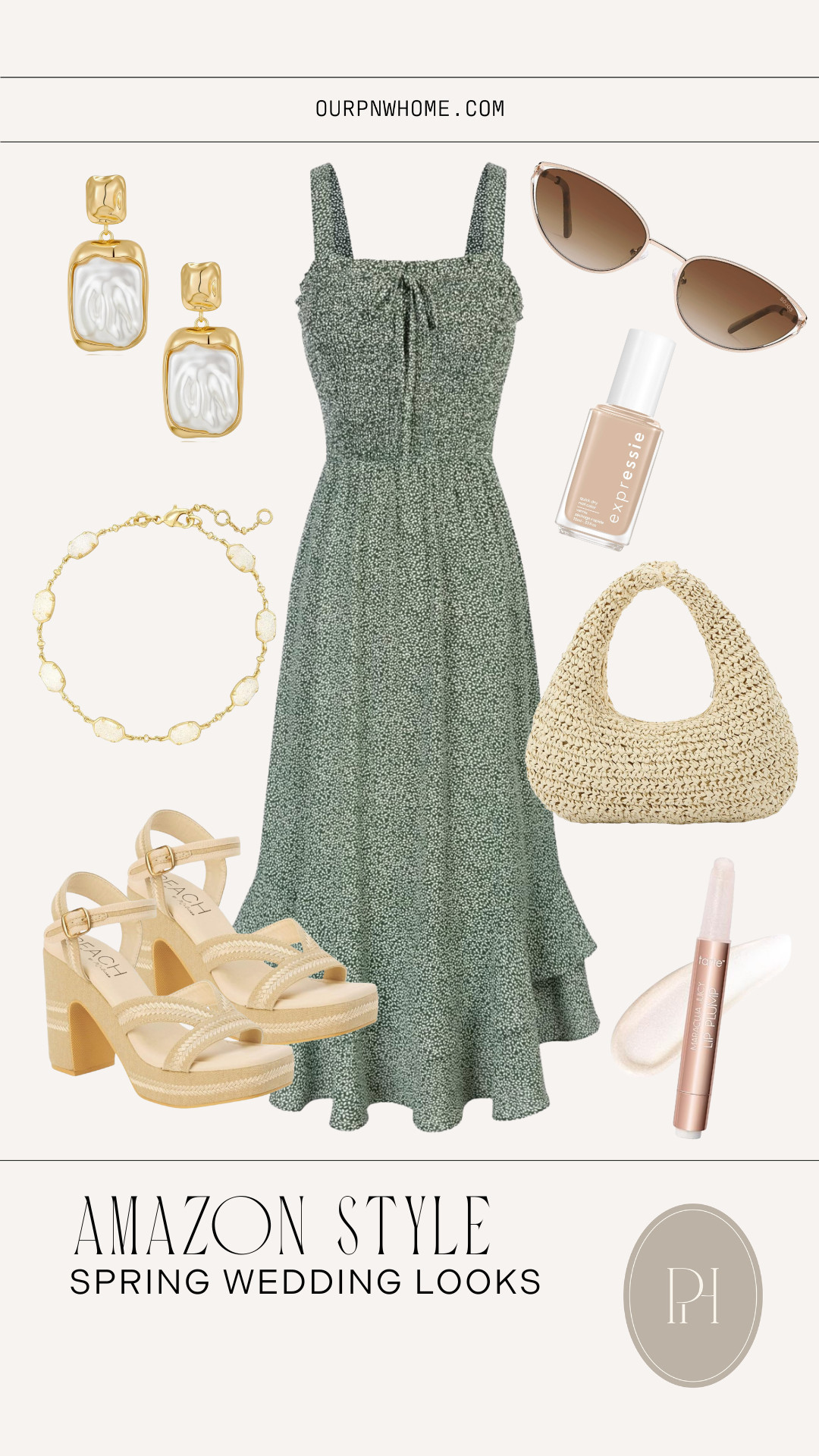 Amazon finds perfect for a spring wedding guest look!

wedding guest outfit, casual wedding look, sage green dress, maxi dress, milkmaid dress, sleeveless dress, platform sandals, tan sandals, neutral sandals, vacation look, vacation outfit, spring date night look, woven handbag, straw handbag, top handle bag, tan purse, pearl earrings, bracelets, oval sunglasses, tan nail polish, clear lip plumper, clear lip gloss, spring looks, spring fashion, spring style, spring outfit, wedding guest looks, wedding guest style 

 #LTKgrwm #LTKootd #LTKWedding