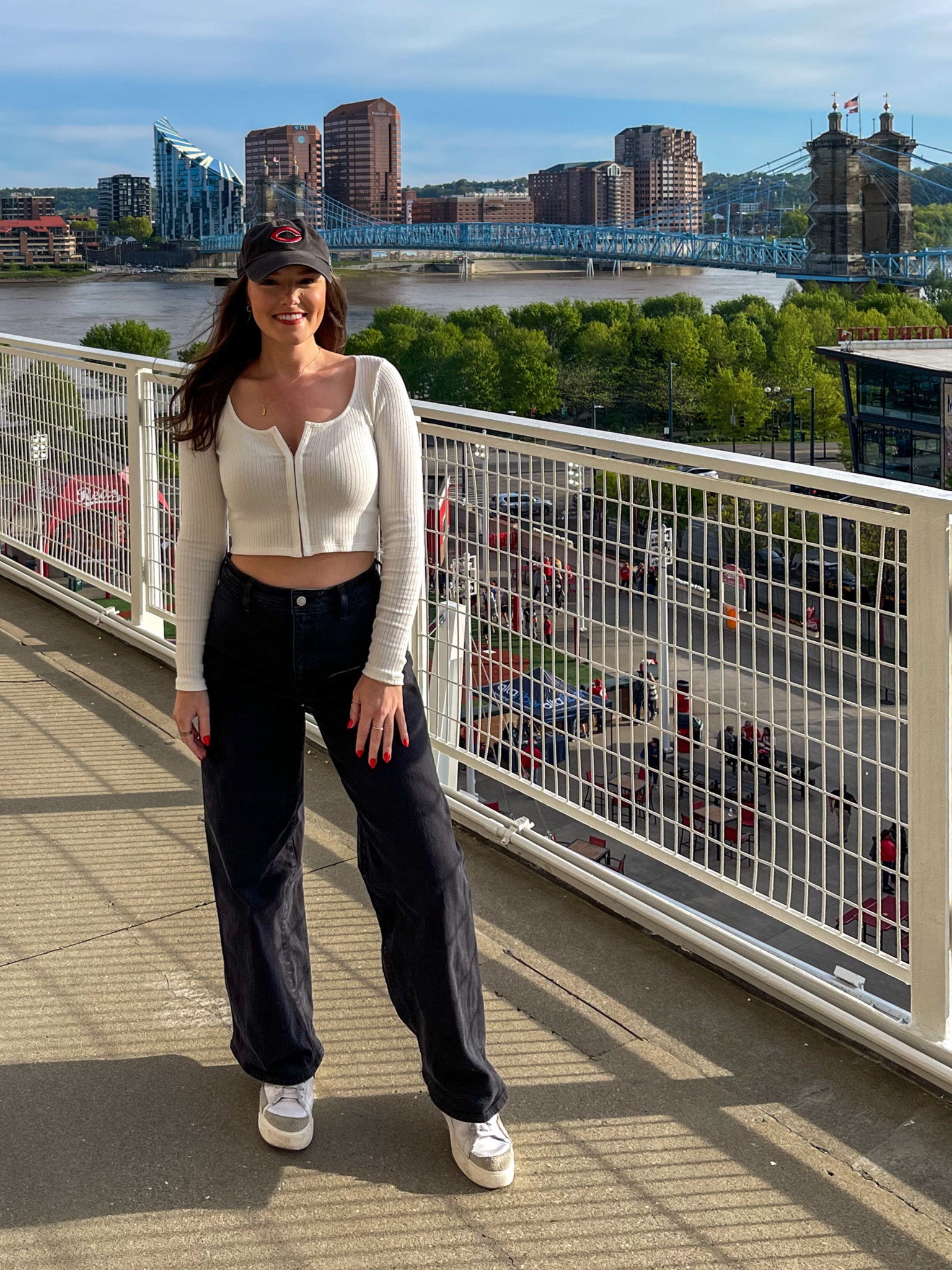 Wide leg jeans, white long sleeve crop top, baseball outfit, baseball game outfit, date night 

#LTKstyletip #LTKfindsunder50 #LTKfindsunder100