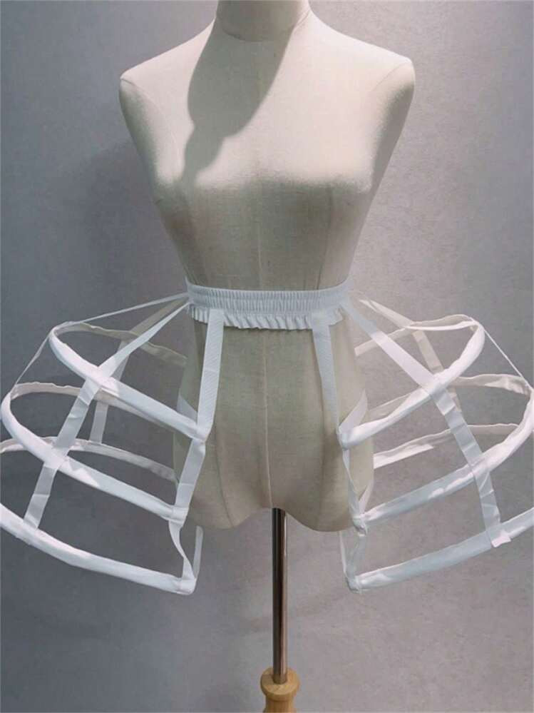 1pc Women's Satin Hollow Out 3-Tier Dual Ruffle Bird Cage Crinoline Petticoat, Cosplay Punk Lolita Fall Clothes For Women | SHEIN