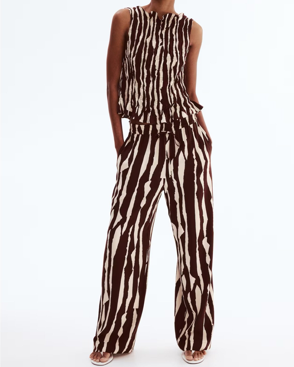 Brown and white striped tank top and pants matching set 

#LTKSeasonal