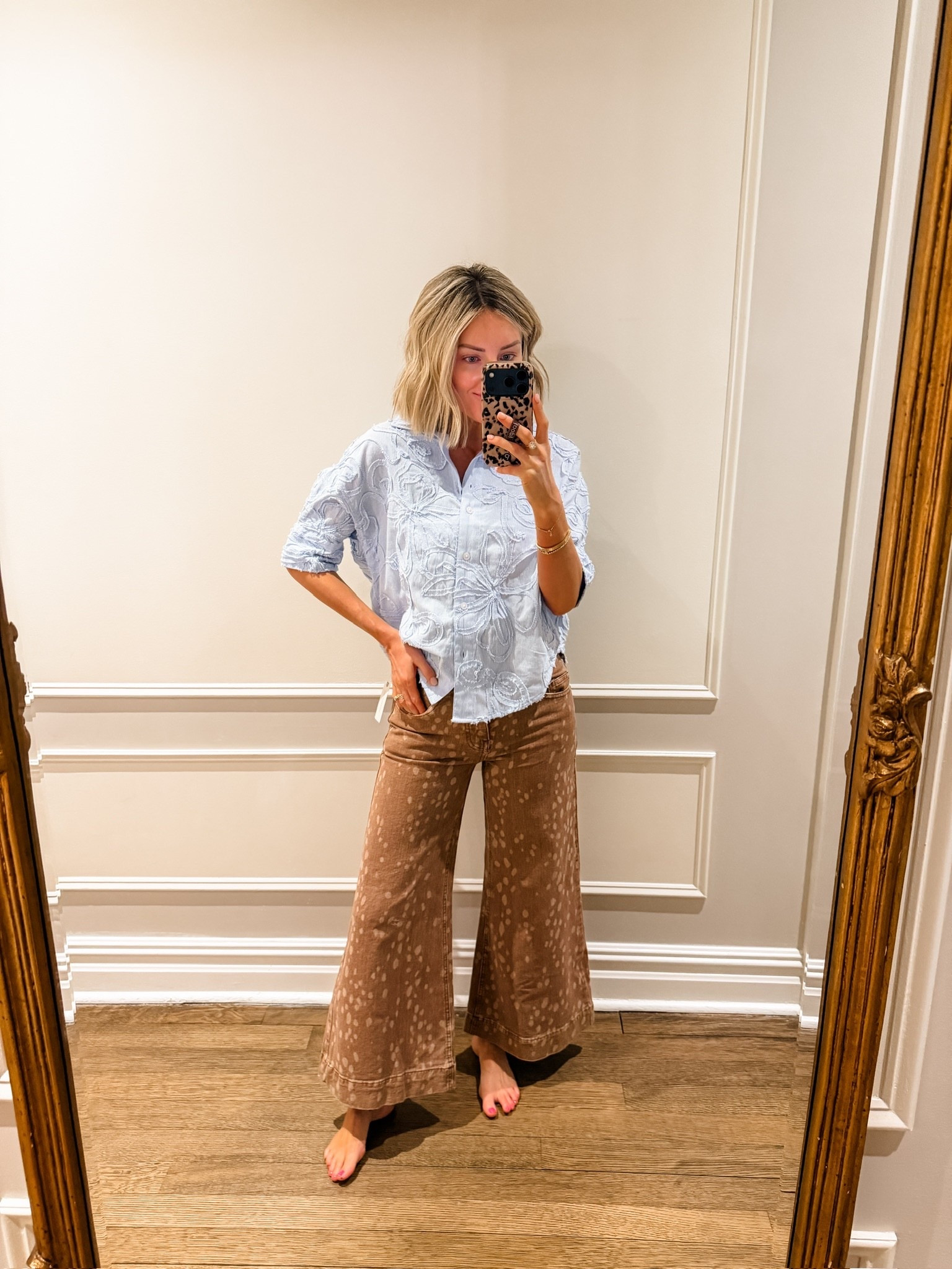 Grabbed this button down and cropped deer print jeans while in New York! Such a fun and unique way to mix patterns. Wearing a size XS/26

Loverly grey, Anthropologie finds, spring outfit ideas, button down styling inspo 

#LTKspring #LTKWorkwear