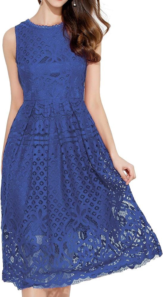 VEIISAR Womens Fashion Sleeveless Lace Fit Elegant Cocktail Party Dress | Amazon (US)