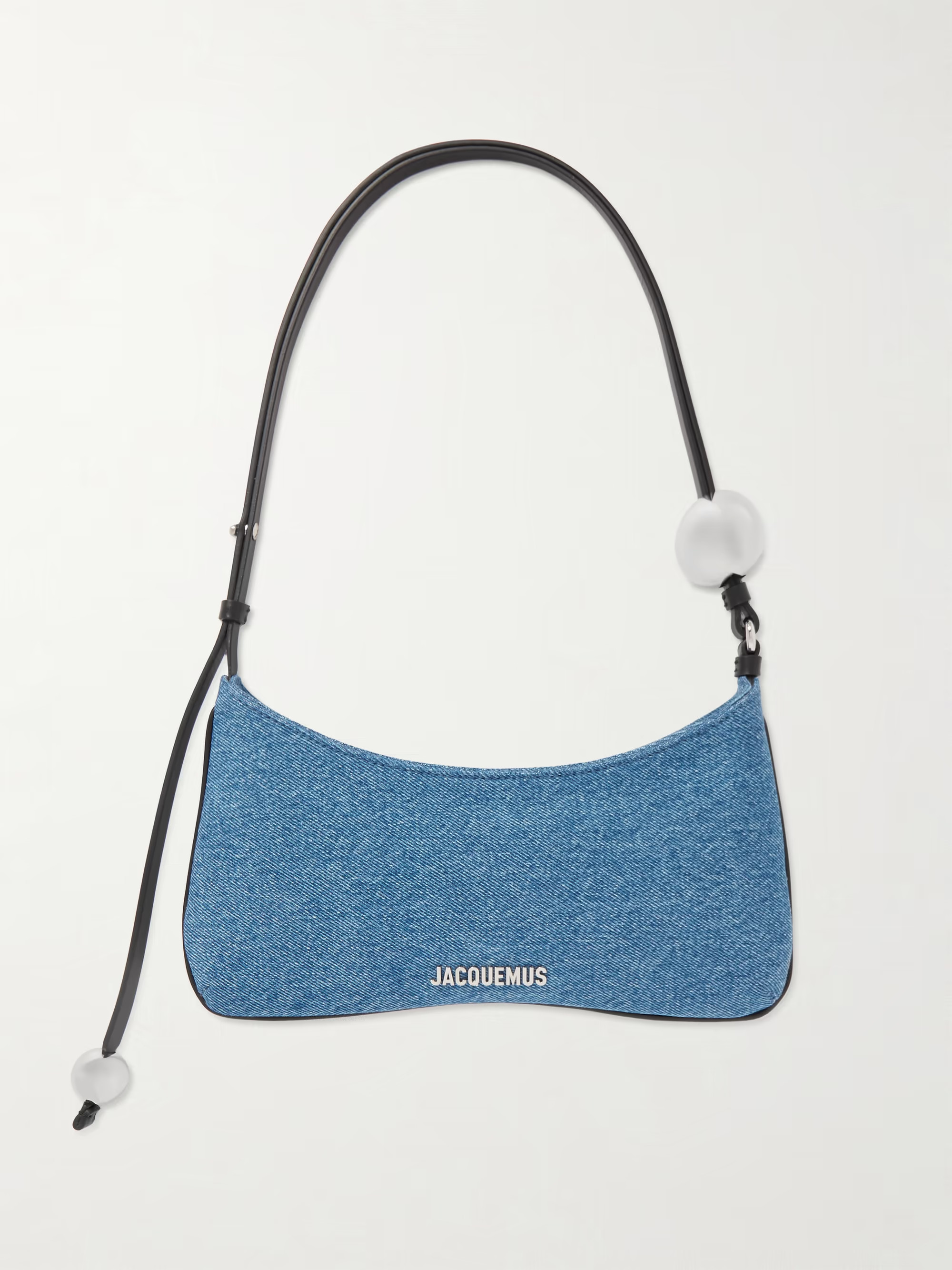 Le Bisou Perle embellished leather-trimmed denim shoulder bag | NET-A-PORTER (US)