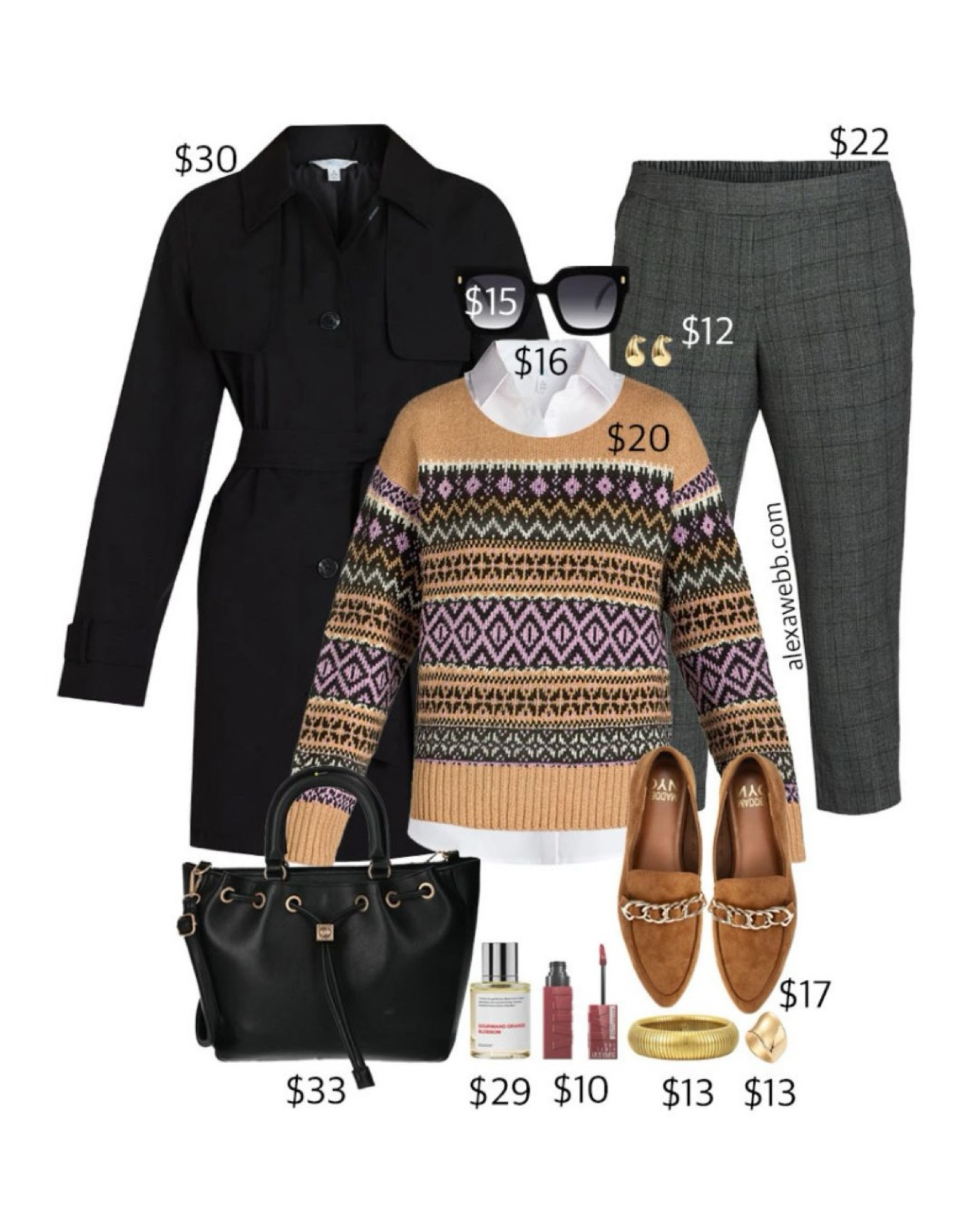 Plus Size on a Budget - Fair Isle Work - A plus size business casual outfit idea with a plus size Fair Isle sweater, dress pants, trench coat, and loafers. All on a budget! A great option for work this fall and winter. Alexa Webb #plussize

#LTKPlusSize #LTKStyleTip #LTKWorkwear