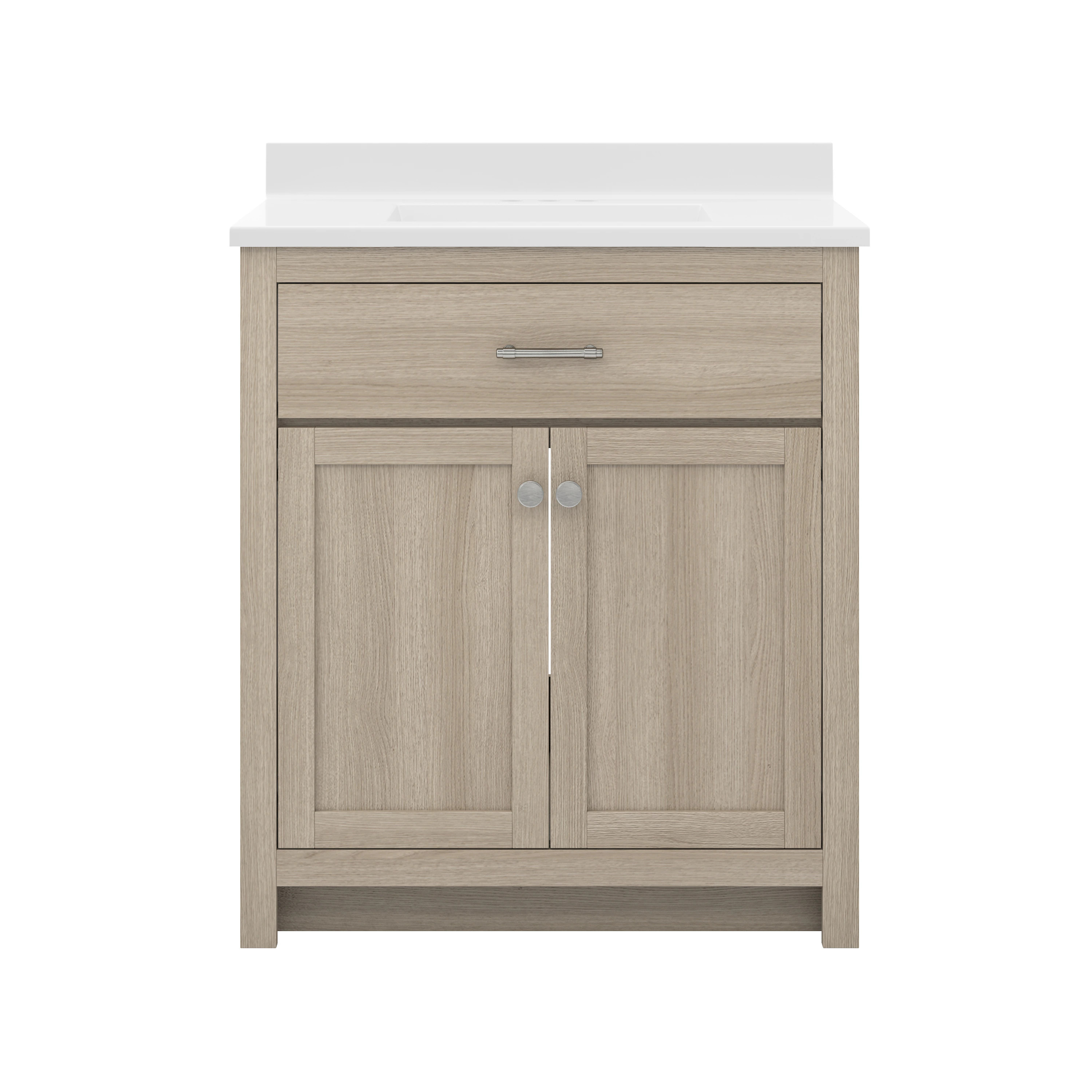 CRAFT + MAIN Reese 31-in Light Oak Single Sink Bathroom Vanity with White Cultured Marble Top in Brown | RSOVT3134 | Lowe's