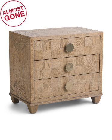 Rex Parquet Oak 3 Drawer Side Table | TJ Maxx