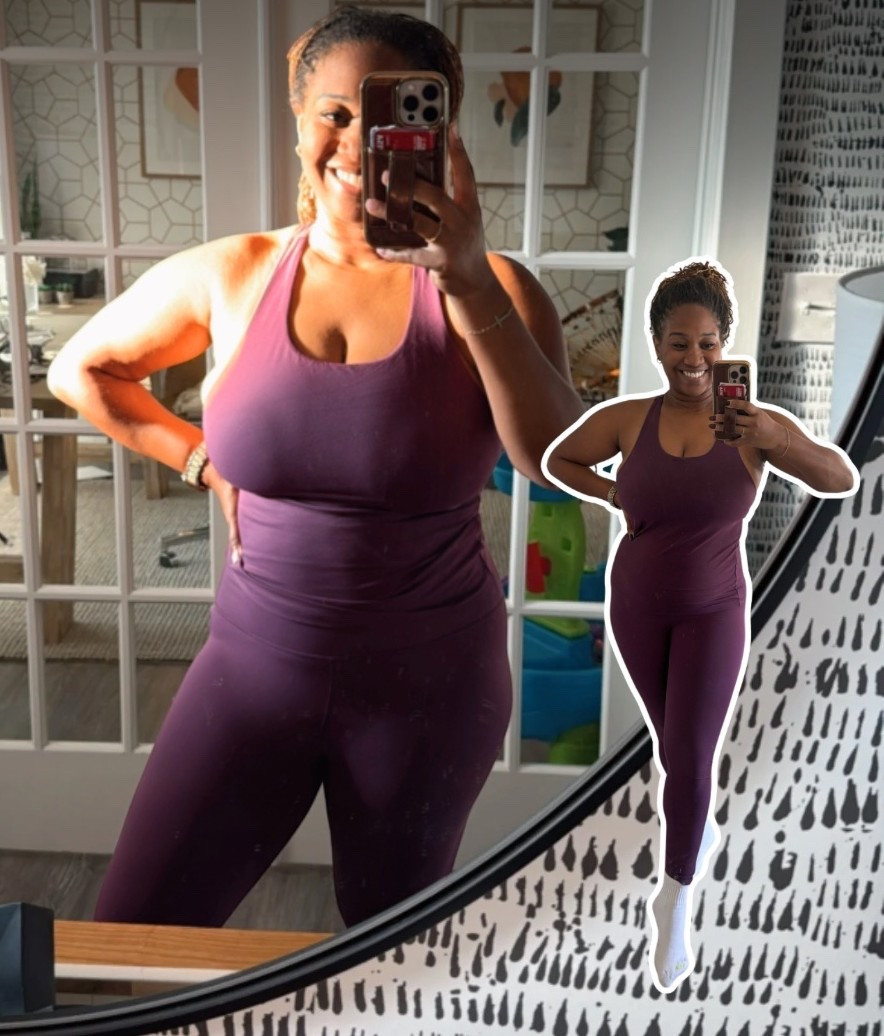 This matching workout set right here! I had to share because it fits my curves like a glove and snatches me so good. No side-boob spillage, it moves with me, passes the squat test and feels amazing on my skin. I’m wearing a large in the top & bottom and it’s affordable too. 

#LTKFindsUnder50 #LTKActive