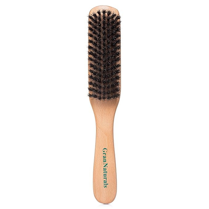 GranNaturals Boar Bristle Slick Back Hair Brush - Soft/Medium Smoothing Hairbrush to Style, Polis... | Amazon (US)