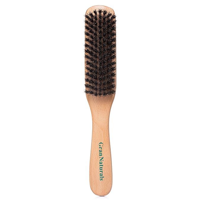 GranNaturals Boar Bristle Slick Back Hair Brush - Women's and Men's Hairbrush with Natural Wood H... | Amazon (US)