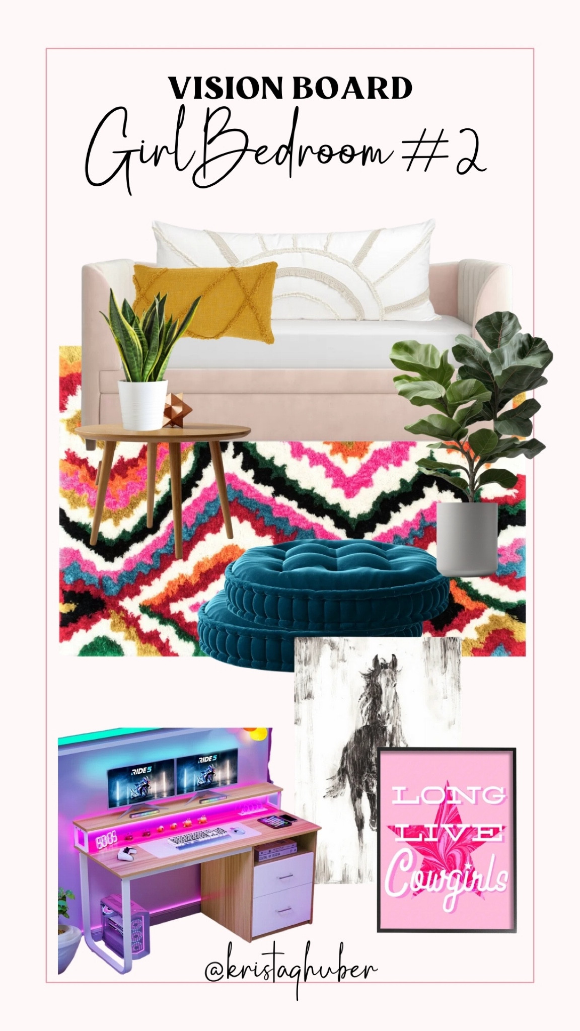 My 6-year-old loves COLOR, HORSES, and playing pretend. This is everything in my Wayfair cart I’ll be using to give her a boho-western dream playroom! 

#LTKFamily #LTKHome #LTKKids