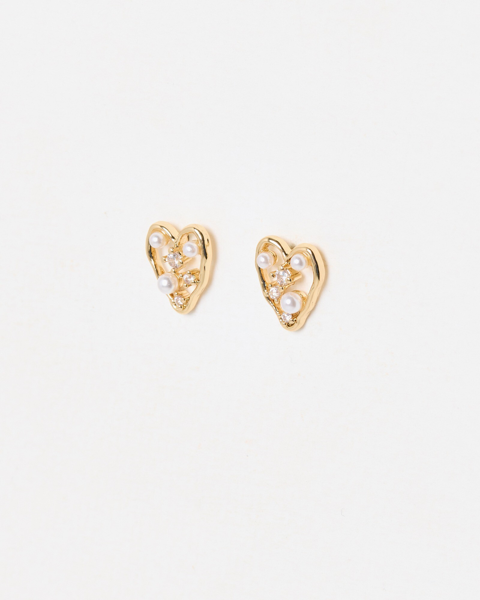 Elen Faux Pearl Heart Earrings | Oliver Bonas (Global)