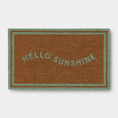 18"x30" Hello Sunshine Coir Doormat Natural/Blue - Sun Squad™ | Target