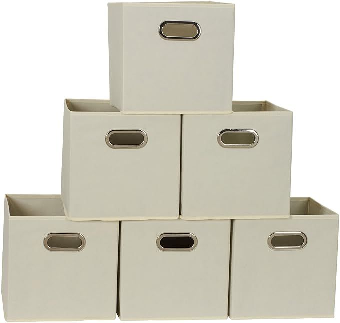 Household Essentials 82-1 Foldable Fabric Storage Bins | Set of 6 Cubby Cubes with Handles | Natu... | Amazon (US)