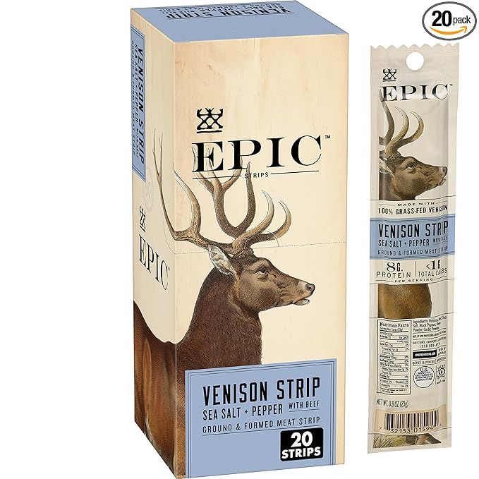 EPIC Venison & Beef Strips, Keto Friendly, Whole30, 20 ct, 0.8 oz Strips | Amazon (US)