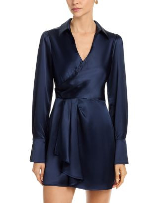 Long Sleeve Satin Wrap Mini Dress - Exclusive | Bloomingdale's (US)
