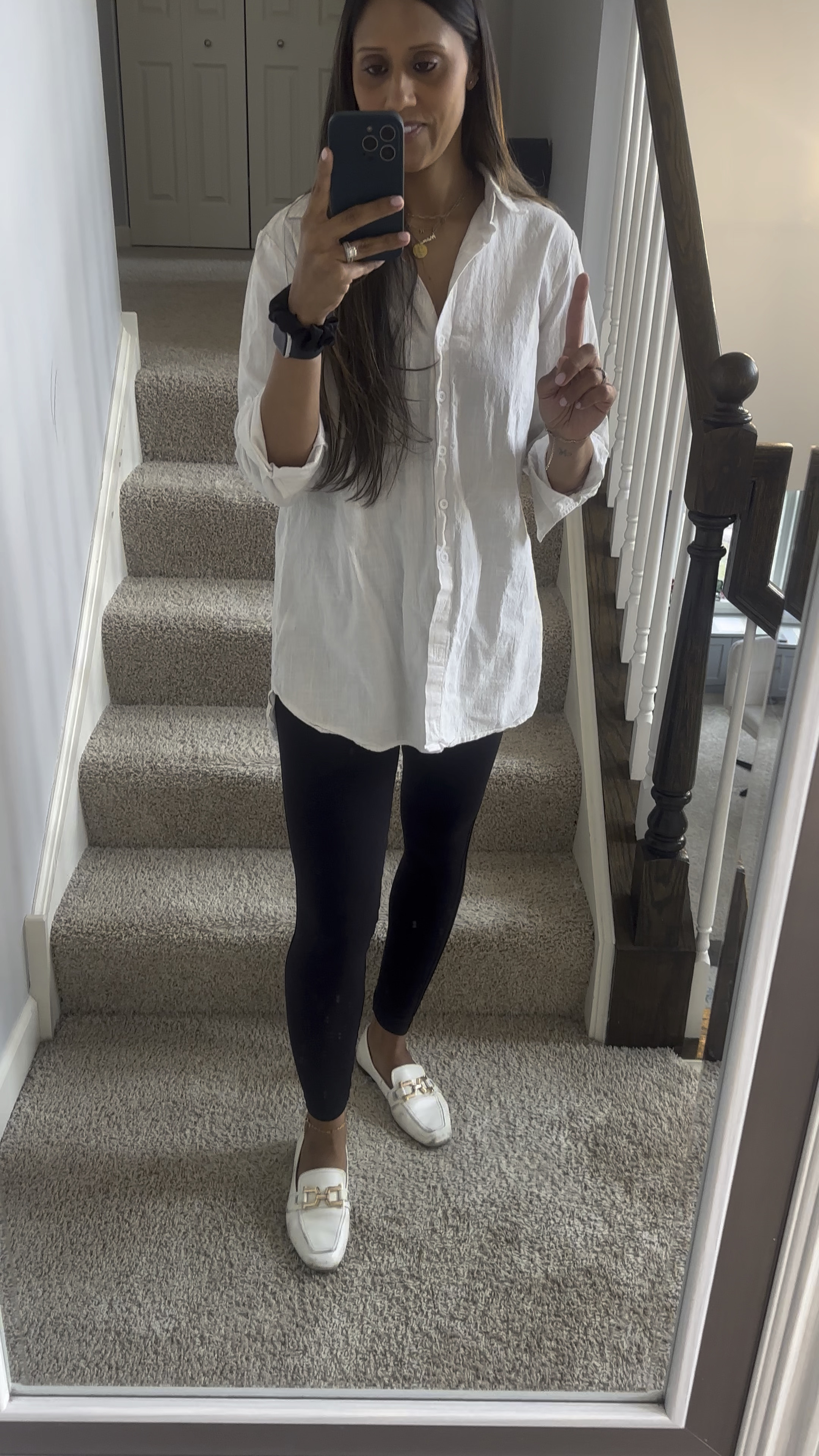 White button up one of the best and   So comfortable and lasts so many washes. Paired with the best leggings from Spanx 

#LTKStyleTip #LTKFindsUnder50 #LTKWorkwear