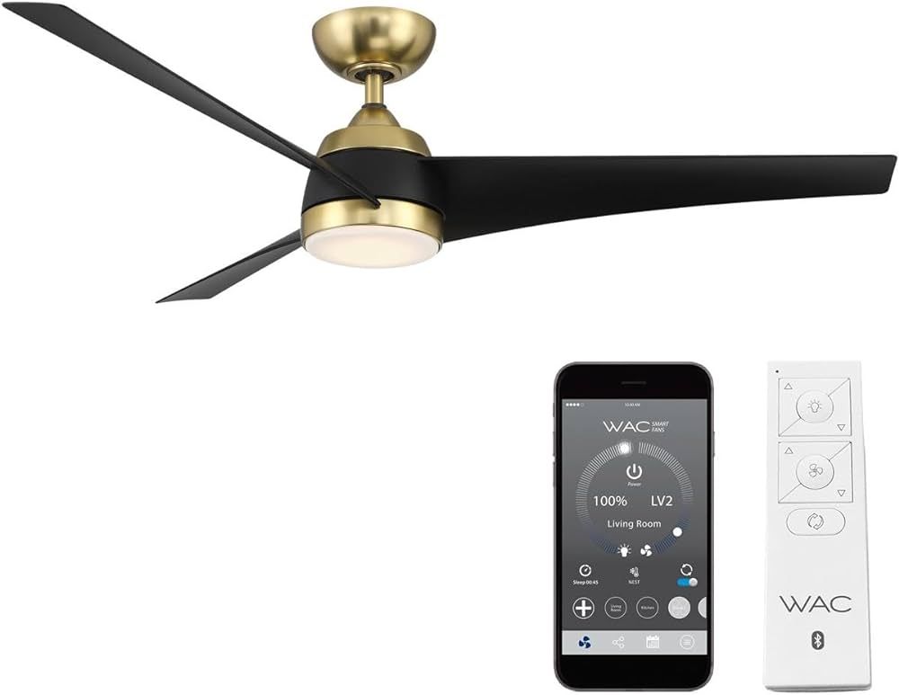 WAC Smart Fans Sonoma Indoor and Outdoor 3-Blade Ceiling Fan 56in Soft Brass Matte Black with 300... | Amazon (US)
