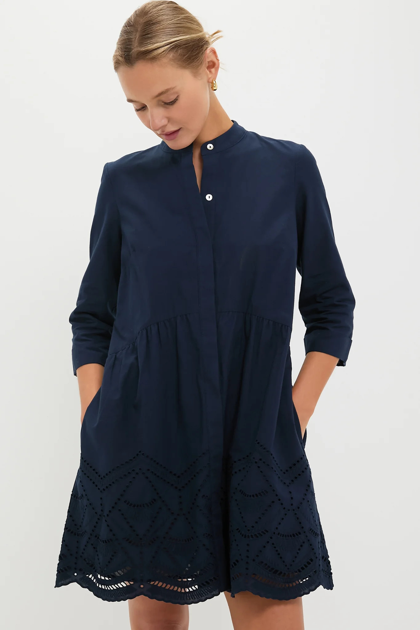 Navy Eyelet Royal Shirt Dress | Tuckernuck (US)