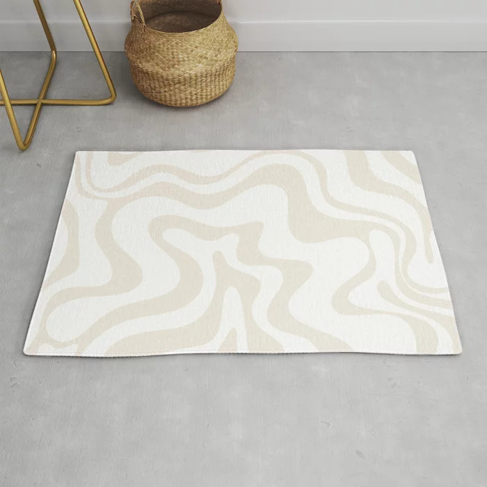 Liquid Swirl Abstract Pattern in Pale Beige and White Rug | Society6