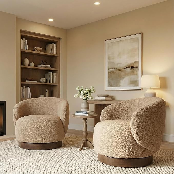 KISLOT Swivel Accent Chair Round Barrel Armchair Upholstered Performance Fabric for Living Room B... | Amazon (US)