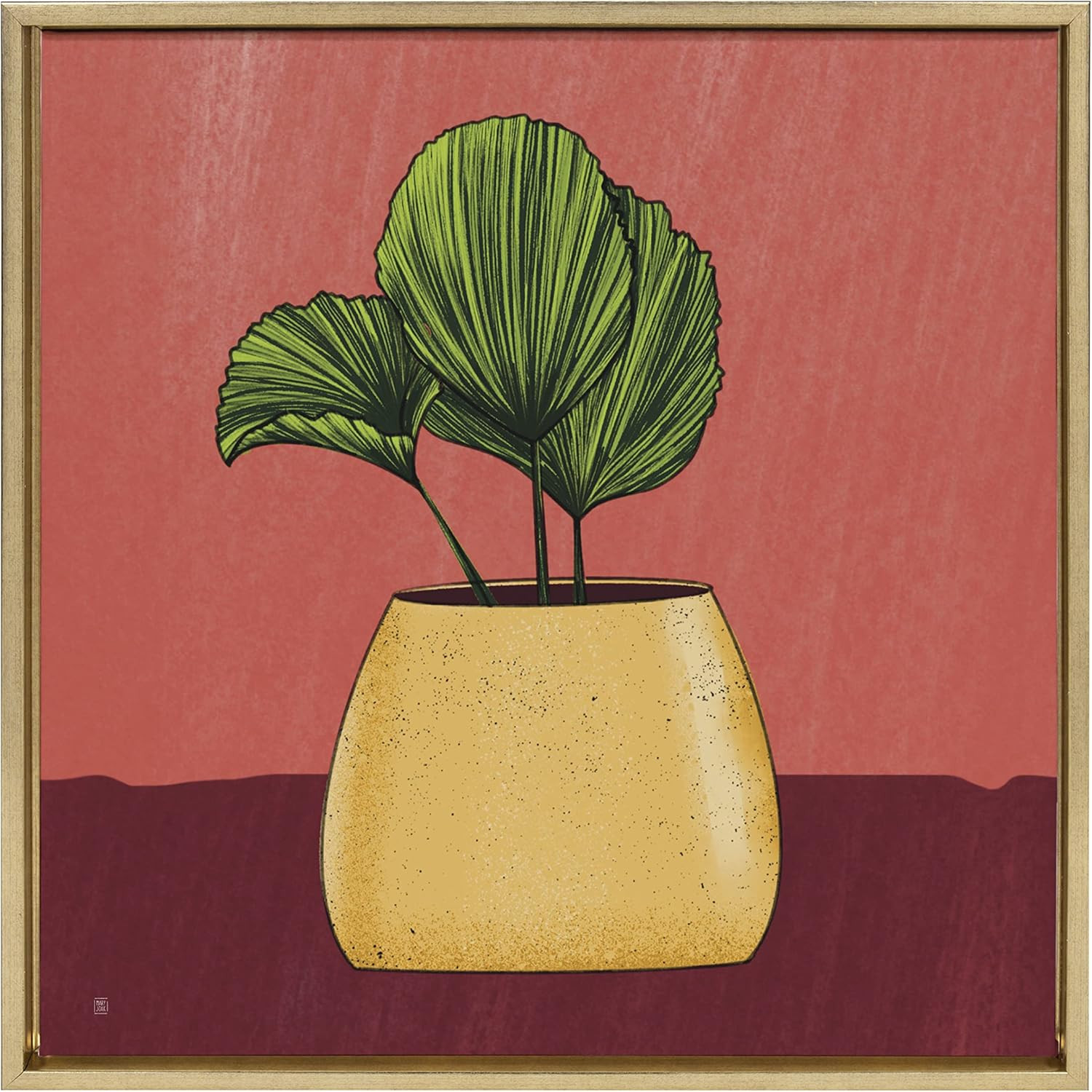 Kate and Laurel Sylvie East Wind Framed Canvas Wall Art by Mary Joak, 22x22 Gold, Decorative Boho... | Amazon (US)