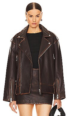 GRLFRND Cat Moto Jacket in Distressed Brown from Revolve.com | Revolve Clothing (Global)