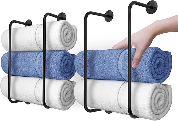 Towel Racks for Bathroom Wall Mounted，Towel Holder for Rolled Towels,Bathroom Towel Storage,Bat... | Amazon (US)