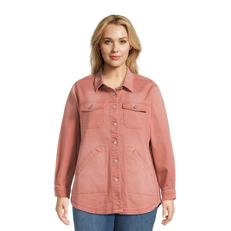 Terra & Sky Women's Plus Size Denim Utility Shacket, sizes 0X-4X | Walmart (US)